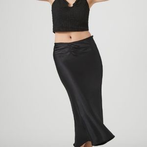 Black silk/satin skirt